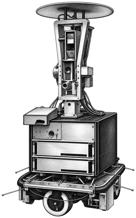 Engraving of SRI Shakey robot, 1969, Computer History Museum